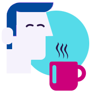man and mug of coffee